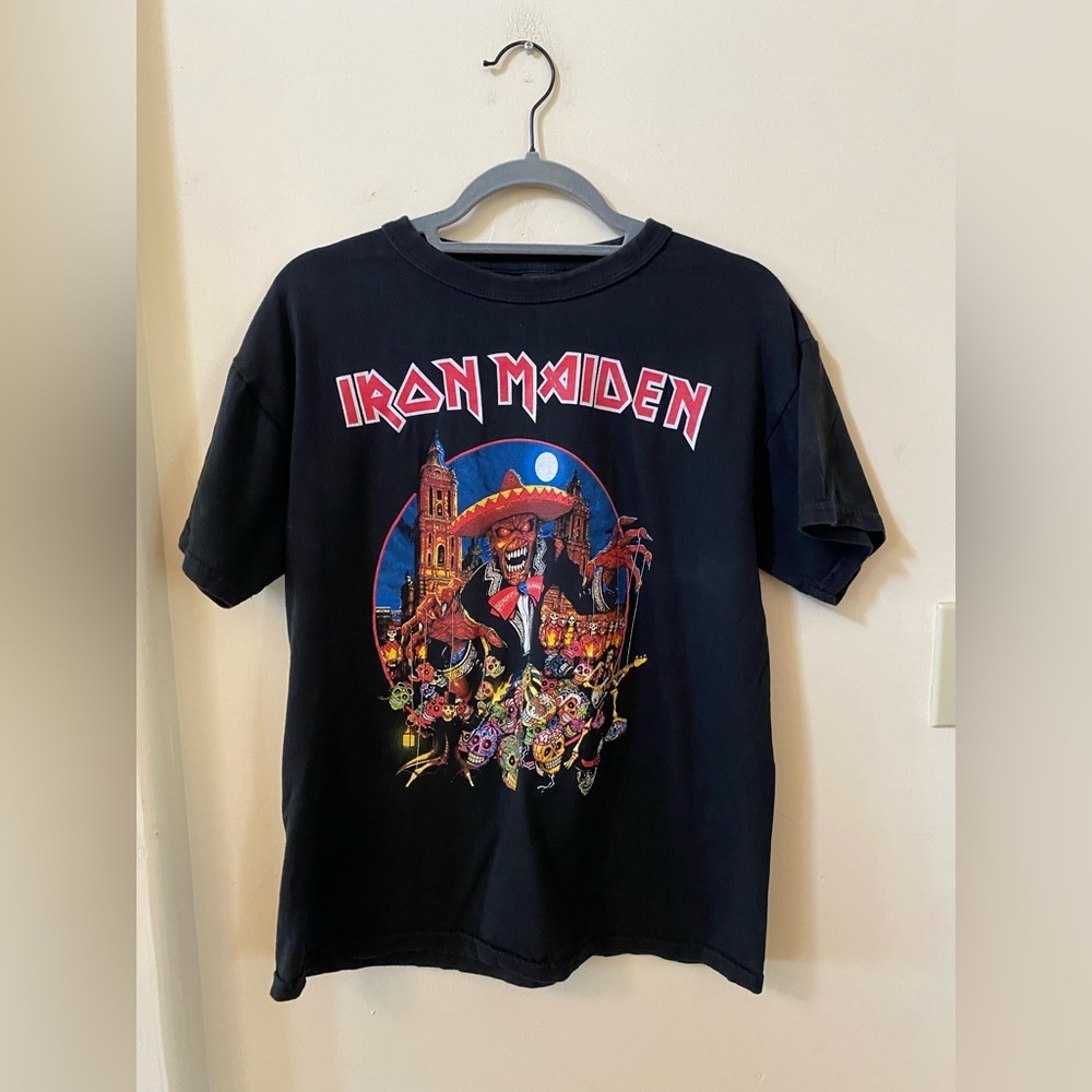 Iron Maiden Graphic Band T-Shirt Black Front Art Back Logo Size M